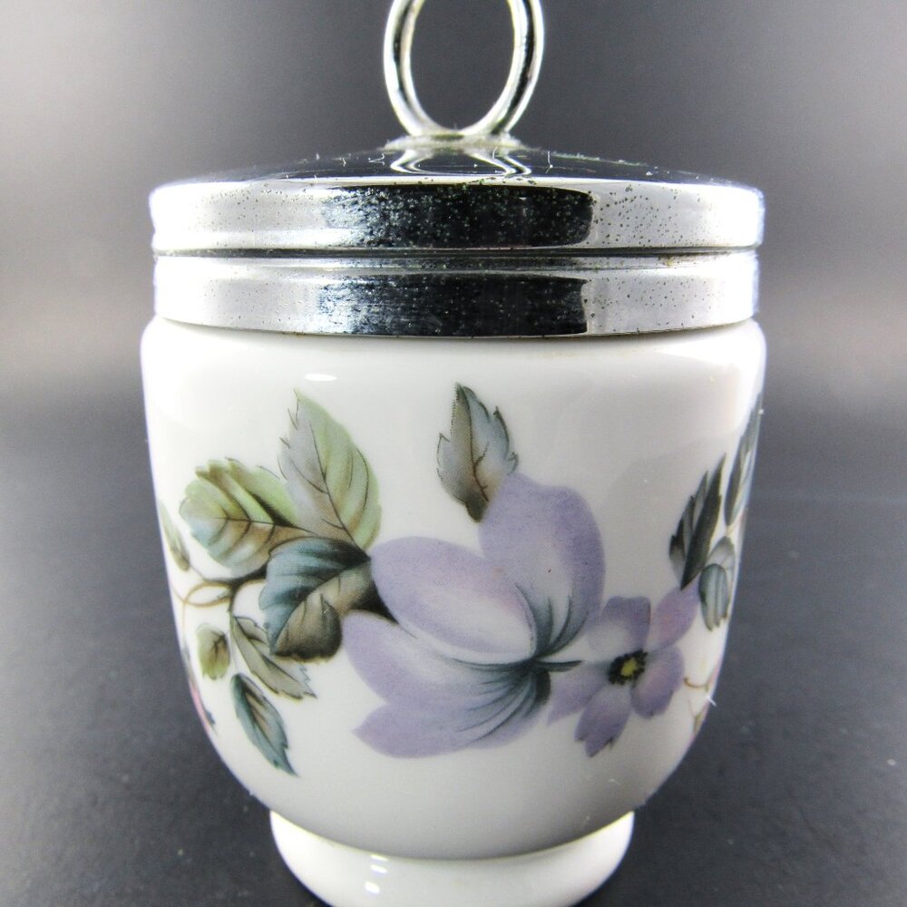 VINTAGE ROYAL WORCESTER PORCELAIN DOUBLE EGG CODDLER FLOWER DESIGN ENGLAND